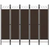 Image de vidaXL Cloison de Séparation 5 Panneaux Séparateur de Pièce Diviseur Ecran d'Intimité Paravent Chambre à Coucher Maison Intérieur Marron 200x180 cm