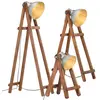 Image de vidaXL Lampadaires 3 pcs Argenté E27 Bois de manguier massif