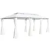 Image de vidaXL Belvédère avec rideaux 600x298x270 cm Blanc 180 g/m²