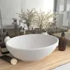 Image de vidaXL Lavabo ovale de luxe Blanc mat 40x33 cm Céramique