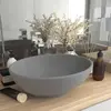 Image de vidaXL Lavabo ovale de luxe Gris clair mat 40x33 cm Céramique