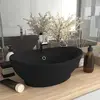 Image de vidaXL Lavabo ovale de luxe à trop-plein Noir mat 58,5x39 cm Céramique