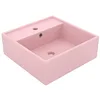 Image de vidaXL Lavabo Carré de Luxe à Trop-Plein Vasque à Poser de Toilette Lave-Mains de Salle de Bain Salle Cosmétique Maison Rose Mat 41x41 cm Céramique