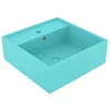 Image de Lavabo carré à trop plein Vert clair mat 41x41 cm Céramique
