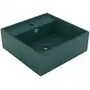 Image de vidaXL Lavabo carré à trop-plein Vert foncé mat 41x41 cm Céramique