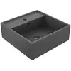 Image de vidaXL Lavabo carré à trop-plein Gris foncé mat 41x41 cm Céramique