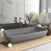 Image de vidaXL Lavabo de luxe rectangulaire Gris clair mat 71x38 cm Céramique