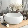 Image de vidaXL Lavabo rond de luxe Blanc mat 40x15 cm Céramique