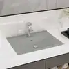Image de vidaXL Lavabo avec trou de robinet Gris clair mat 60x46 cm Céramique