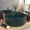 Image de vidaXL Lavabo de luxe avec trop-plein Vert foncé mat 36x13cm Céramique