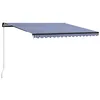 Image de vidaXL Auvent Manuel Rétractable Auvent de Terrasse Store de Balcon Véranda Café Extérieur Ombrage des Fenêtres 450x300 cm Bleu et Blanc