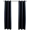 Image de vidaXL Rideaux occultants avec Anneaux 2 pièces Noir 97x213 cm Tissu