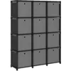 Image de Mensola con 12 Scatole a Cubo Nera 103x30x141 cm in Tessuto