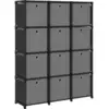 Image de vidaXL Étagère à 12 cubes avec boîtes Noir 103x30x141 cm Tissu