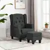Image de vidaXL Fauteuil avec repose-pied Gris foncé Tissu