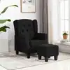 Image de vidaXL Fauteuil avec repose-pied Noir Tissu
