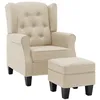 Image de vidaXL Fauteuil avec Repose-Pied Fauteuil de Relaxation Fauteuil de Salon Meuble de Salon Fauteuil de Salle de Séjour Maison Intérieur Crème Tissu