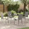 Image de vidaXL Chaises empilables d'extérieur lot de 4 Gris Résine tressée