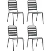 Image de vidaXL Chaises d'extérieur lot de 4 Design à lattes Acier Gris foncé