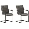Image de vidaXL Chaises à manger cantilever lot de 2 gris cuir véritable