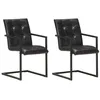 Image de vidaXL 2X Chaises de Salle à Manger Cantilever Chaises à Dîner Chaises de Repas Meubles de Cuisine Maison Intérieur Noir Cuir Véritable
