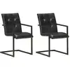 Image de vidaXL Chaises à manger cantilever lot de 2 noir cuir véritable