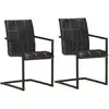 Image de vidaXL Chaises à manger cantilever lot de 2 noir cuir véritable