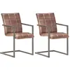 Image de vidaXL Chaises à manger cantilever lot de 2 marron cuir véritable