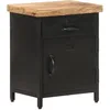 Image de vidaXL Table de Chevet Table de Nuit Armoire de Chevet Armoire de Lit avec 1 Tiroir et 1 Porte Chambre Intérieur 40x30x52 cm Bois de Manguier Brut