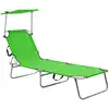 Image de vidaXL Chaise longue pliable avec auvent acier vert pomme