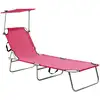 Image de vidaXL Chaise longue pliable avec auvent acier rose magento