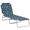 Image de vidaXL Chaise Longue Pliable Acier et Tissu Motif de Feuilles