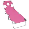 Image de Chaise longue pliable avec coussin de tête Acier Rose magento