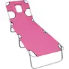 Image de vidaXL Chaise longue pliable avec coussin de tête Acier Rose magento