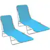Image de vidaXL Chaises longues pliables lot de 2 Acier et tissu Bleu
