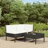 Image de vidaXL Salon de jardin 3 pcs avec coussins Résine tressée Noir