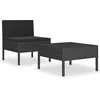 Image de vidaXL Salon de Jardin 2 pcs avec Coussins Résine tressée Noir