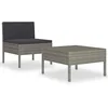 Image de vidaXL Salon de Jardin 2 pcs avec Coussins Résine tressée Gris