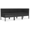 Image de vidaXL Salon de Jardin 3 pcs avec Coussins Résine tressée Noir