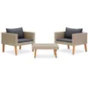 Image de vidaXL Salon de Jardin 3 pcs avec Coussins Résine tressée Beige
