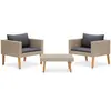 Image de vidaXL Salon de jardin 3 pcs avec coussins Résine tressée Beige