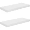 Image de vidaXL 2X Etagères Murales Flottantes Etagères Suspendues Supports Muraux Bibliothèque Salle de Séjour Intérieur Blanc Brillant 60x23,5x3,8 cm MDF