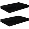 Image de Étagère murale flottante 2 pcs Noir brillant 40x23x3,8 cm MDF