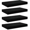 Image de Étagère murale flottante 4 pcs Noir brillant 40x23x3,8 cm MDF
