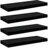 Image de vidaXL 4X Etagères Murales Flottantes Etagères Suspendues Supports Muraux Bibliothèque Salle de Séjour Intérieur Noir Brillant 60x23,5x3,8 cm MDF
