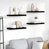 Image de vidaXL Étagère murale flottante 4 pcs Noir brillant 60x23,5x3,8 cm MDF
