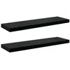 Image de vidaXL 2X Etagères Murales Flottantes Etagères Suspendues Supports Muraux Bibliothèque Salle de Séjour Intérieur Noir Brillant 80x23,5x3,8 cm MDF