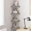Image de vidaXL Étagères d'angle flottantes 4 pcs gris brillant 25x25x3,8cm MDF