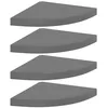 Image de vidaXL 4X Etagères d'angle Flottantes Etagères Murales Bibliothèque Supports Panneaux Muraux Salon Chambre Intérieur Gris Brillant 35x35x3,8 cm MDF