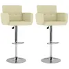 Image de vidaXL Tabourets de bar lot de 2 crème similicuir
